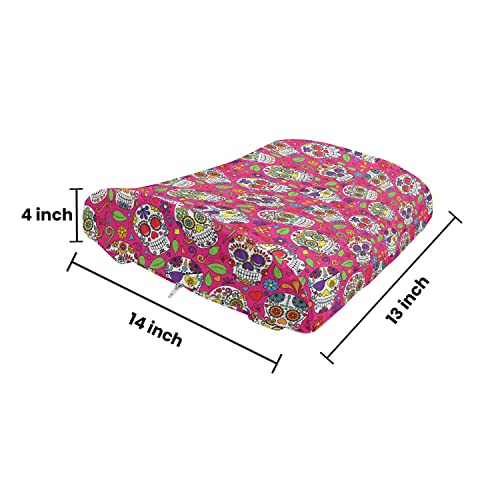  Ambesonne Sugar Skull Lumbar Back Support Pillow, All Saints Day Oriental Mexican Flowers Hearts Vibrant Design Print, High Density Foam For Office Chairs Car Seats, 14" X 13", Hot Pink Purple Green