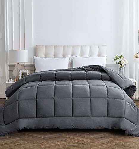  Cozynight Down Alternative Comforter-All Season Queen Comforter Duvet Insert With Corner Tabs-Breathable-Diamond Stitched Reversible White Comforter 90x90 Inches