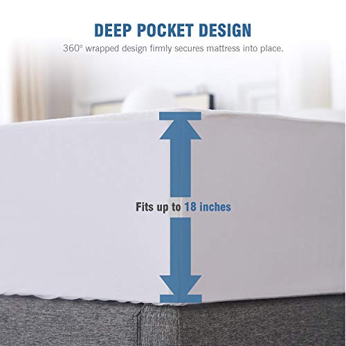  Waterproof Mattress Protector Queen Size, 100% Egyptian Cotton Breathable And Soft Mattress Protector, Vinyl-Free Hypoallergenic And Noiseless Mattress Cover, White
