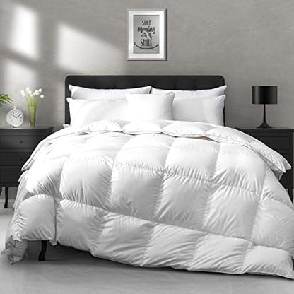  APSMILE All Season Goose Feather Down Comforter King Size - Ultra-Soft 750 Fill-Power Hotel Collection Duvet Insert Fluffy Medium Warm Quilt Comforter With Corner Tabs(106x90, White)