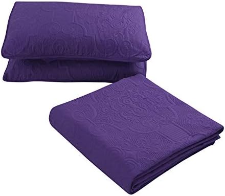  Bedding Haus 3pc Oversize Bedspread Bed Coverlet Set With Shams - Solid Color, Lightweight, Soft Bed Cover - EMA (King/Cal-King, Spa Blue)