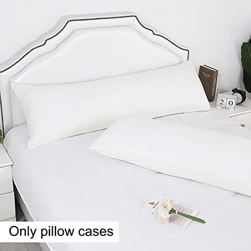  PiccoCasa 2 Packs Body Pillow Case, 110 GSM Brushed Microfiber Pillowcases No Zipper, Soft Full Body Pillow Covers For Long Pillows Body(20"x54") Snow White
