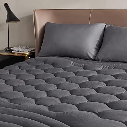  Twin XL Mattress Pad - Soft Cooling Mattress Cover For College Dorm, Extra Long Twin Quilted Fitted Mattress Protector With 8-21" Deep Pocket, Breathable Fluffy Pillow Top, White, 39x80 Inches