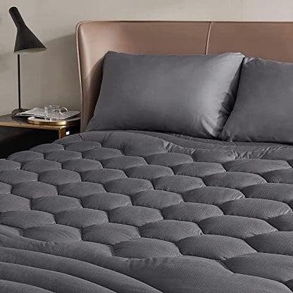  Twin XL Mattress Pad - Soft Cooling Mattress Cover For College Dorm, Extra Long Twin Quilted Fitted Mattress Protector With 8-21" Deep Pocket, Breathable Fluffy Pillow Top, White, 39x80 Inches