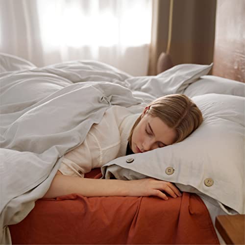  Bedsure Linen Duvet Cover Queen - Linen Cotton Blend Duvet Cover Set, Linen Color, 3 Pieces, 1 Duvet Cover 90x90 Inches And 2 Pillowcases, Comforter Sold Separately