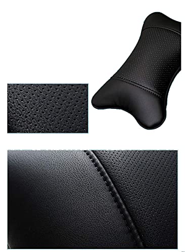  Yuhuru Car Neck Pillows Both Side Pu Leather 2pieces Pack Headrest Fit For Most Cars Universal Heatrests Pillow For Home And Office Chair (Black)