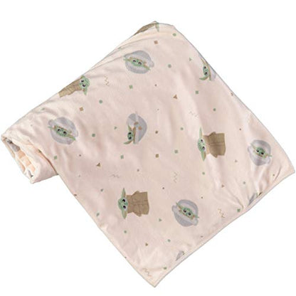  STAR WARS Mandalorian Baby Unisex Plush Blanket – Baby Yoda Baby Gifts - Soft Baby Blankets (Off-White/Green, 0-12 Months)