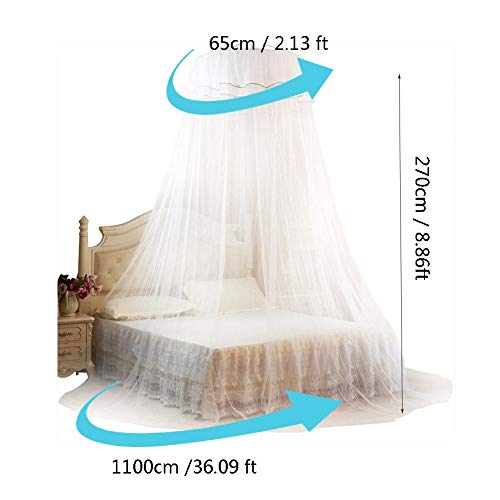  Yasashi Breathable Round Canopy Lace Princess Style Net Bed Curtain Netting (White)