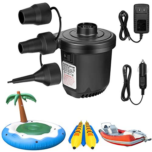  Air Pump For Inflatables, Portable Quick-Fill Electric Air Mattress Pump With 3 Nozzles, Inflator & Deflator Pumps For Outdoor Camping, Pool Floats, Inflatables Couch, Swimming Ring, 12V DC/110V AC