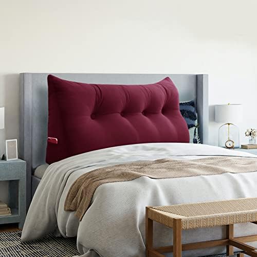  VERCART Large Headboard Pillow Wedge Bed Rest Reading Pillow Daybed Pillows Triangular Headboard Wedge Pillows Bolster Gap Filler Triangle Back Cushion Long Wedge Pillow, Velvet Light Gray Twin