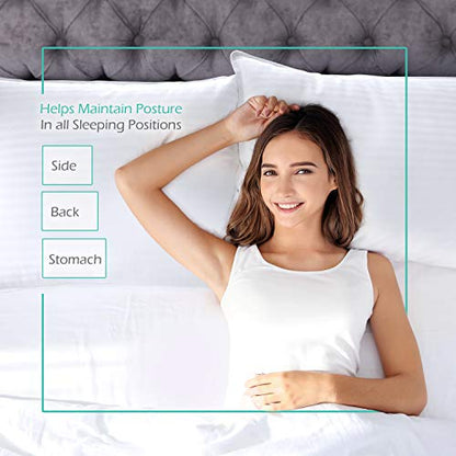  Bed Pillows For Sleeping - Down Alternative Sleep Pillows King Size Set Of 2-100% Cotton Pillow With Polyester Fiber Filling - Soft And Fluffy Pillow 20x 36 Inches