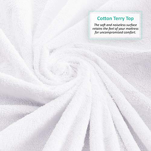  Premium Zippered Mattress Encasement - Water Proof Full Mattress Protector - Cotton Terry Top Fits 15 Inches Deep - Full