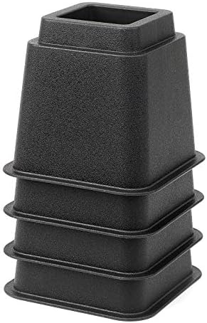  HOME COMPOSER 3 Inch Bed Risers Set Of 4, Heavy Duty Stackable Furniture Risers Lifters For Beds, Sofa, Tables And Chairs, Black Bed Elevator With 2.8" Square Recess