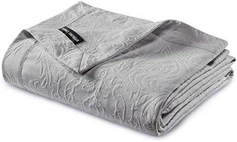  Gwen 3-Piece Floral Woven Jacquard Matelassé Bedding Cover - Solid Quilt Blanket Coverlet Set (Queen, Gray)