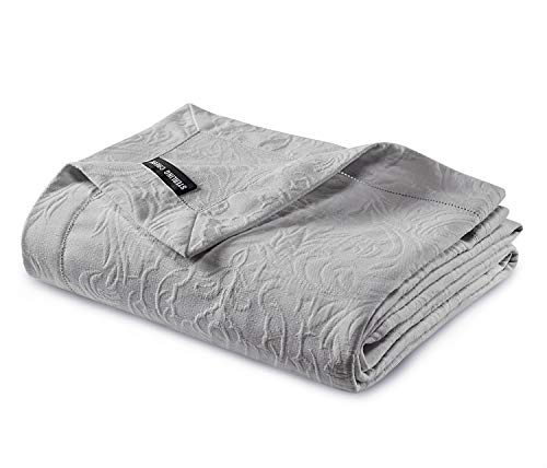  Gwen 3-Piece Floral Woven Jacquard Matelassé Bedding Cover - Solid Quilt Blanket Coverlet Set (Queen, Gray)