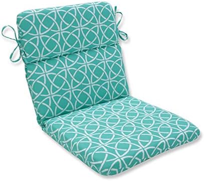  Pillow Perfect Outdoor/Indoor Catamaran Tile Aqua Square Corner Seat Cushions, 20" X 20", Blue, 2 Pack