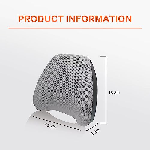  Super Comfy Lumbar Pillow, Lumbar Support Pillow For Back Pain Relief With Adjustable Strap, 100% Memory Foam & Breathable Removable Cover, Ergonomic Design - Softness Back Support Pillow(Gray)