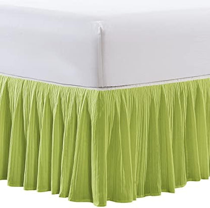  Microfiber Pleated Bedskirt, Stylish Design Wrap Around Solid Microfiber With 18" Drop, Gathered Ruffled Bedding Home Decoration, King, Birdsong Coral (78" X 80" + 18")