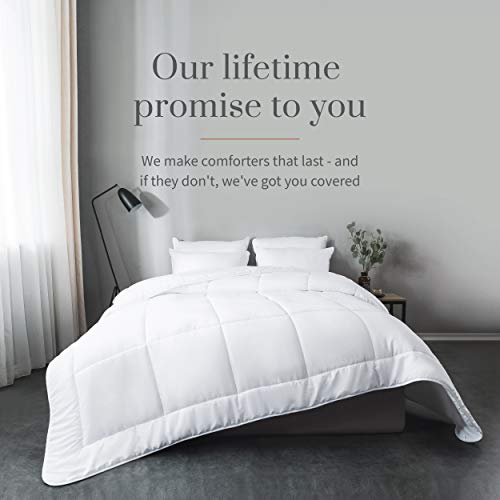  Everspread All-Season Down Alternative Comforter Duvet Insert, Soft Microfiber Blanket, Quilted Design, Machine Washable - White, Queen Size