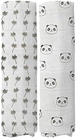  100% Muslin Swaddle Blankets,Baby Swaddling Blankets For New Born, Baby Receiving Blankets Unisex, Soft, Warm And Cosy Baby Blankets Pack Of 4, Size 47 X 47 Inches,Gift For New Mom Jungle Jam