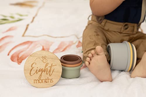  NovaaLife - Milestone Baby Blanket For Girls And Boys - Wood Props & Blessed To Be Called Mom Sticker - 40 X 60 In Large Blanket - Use As Backdrop Or Laying Down