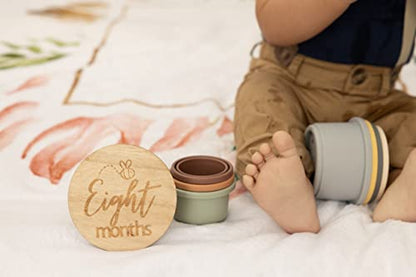 NovaaLife - Milestone Baby Blanket For Girls And Boys - Wood Props & Blessed To Be Called Mom Sticker - 40 X 60 In Large Blanket - Use As Backdrop Or Laying Down