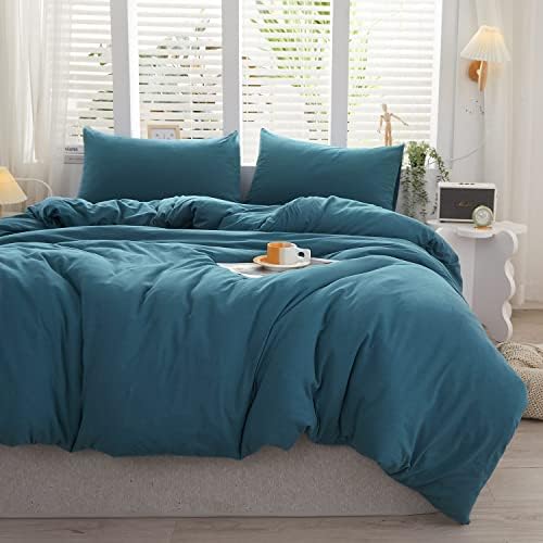  LIFETOWN 100% Jersey Knit Cotton Duvet Cover Set T-Shirt Feel Bedding Set Ultra Soft Wrinkle-Free (Beige, Queen)