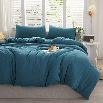  LIFETOWN 100% Jersey Knit Cotton Duvet Cover Set T-Shirt Feel Bedding Set Ultra Soft Wrinkle-Free (Beige, Queen)