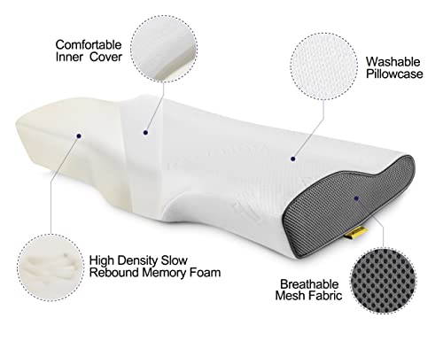  Foverhom Neck Pillow,Cervical Pillow For Neck Pain,Side Sleepers Pillow For Shoulder Pain,Wedge Pillow With Breathable Cover And Eye Mask,Memory Foam Travel Pillow Portable Packaging1Psc White