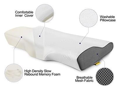  Foverhom Neck Pillow,Cervical Pillow For Neck Pain,Side Sleepers Pillow For Shoulder Pain,Wedge Pillow With Breathable Cover And Eye Mask,Memory Foam Travel Pillow Portable Packaging1Psc White