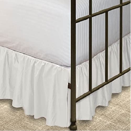 Scala 800 Thread Count Split Corner Dust Ruffle Bed Skirt White Solid 100% Egyptian Cotton Queen (60" X 80") With 19" Drop Length.