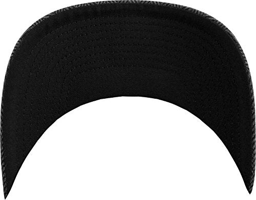  Flexfit Heringbone Melange Black Grey Wooly Combed Stretchable Fitted Cap Kappe