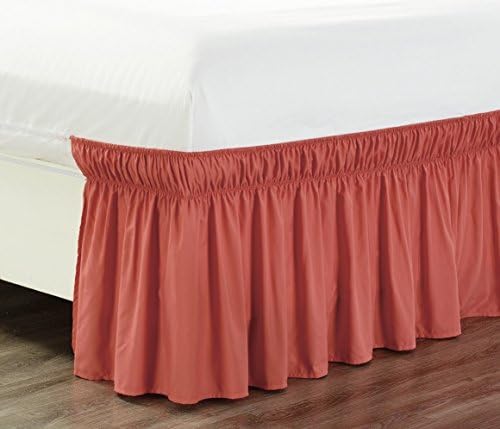  Wrap Around 18" Inch Fall White Ruffled Elastic Solid Bed Skirt Fits All Twin And Full Size Bedding High Thread Count Microfiber Dust Ruffle, Silky Soft & Wrinkle Free.