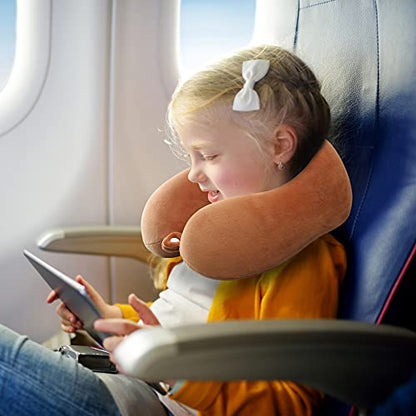  Travel Pillow For Kids And Adults, Cute Animal Memory Foam Neck Pillow With Soft Fleece Cover And Eye Mask Set, Airplane Pillow Travel Kit With Drawstring Organizer Bag, Machine Washable (Puppy)