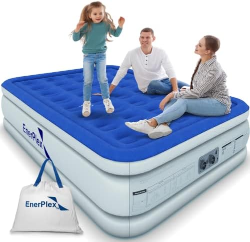  Air Mattress With Built-in Pump - Double Height Inflatable Mattress For Camping, Home & Portable Travel - Durable Blow Up Bed With Dual Pump - Easy To Inflate/Quick Set UP