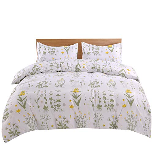  YMY Lightweight Microfiber Bedding Duvet Cover Set,Floral Printing Pattern