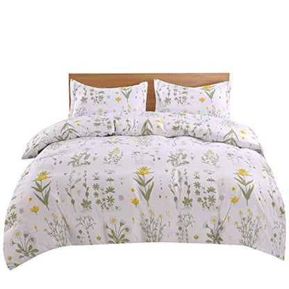  YMY Lightweight Microfiber Bedding Duvet Cover Set,Floral Printing Pattern