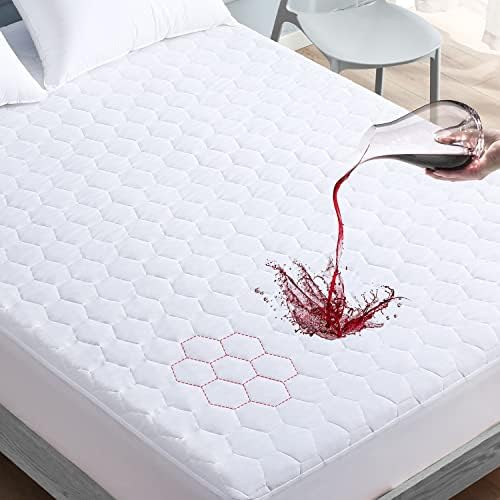  Mooreeke Premium 100% Waterproof Cooling Mattress Protector Queen Size Tencel Breathable Mattress Pad, Deep Pocket Fitted Mattress Cover Smooth Noiseless Soft Cooler Than Bamboo & Machine Washable