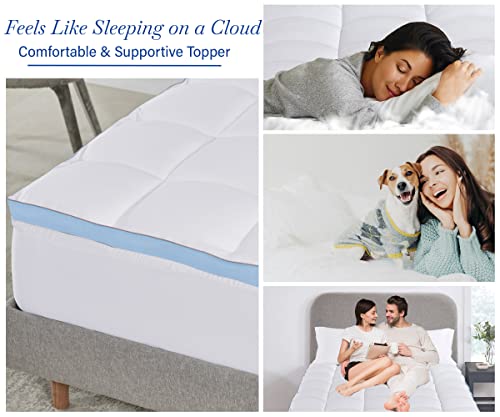  Extra Thick Twin XL Mattress Topper, Plush Pillow Top Mattress Topper For Extra Long Bed, Very Thick Mattress Pad Cover