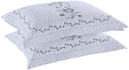  MarCielo 2 Pack Throw Pillow Covers Euro Sham Covers Pillow Shams Pillow Cover Embroidery (Standard, White/Lavender)