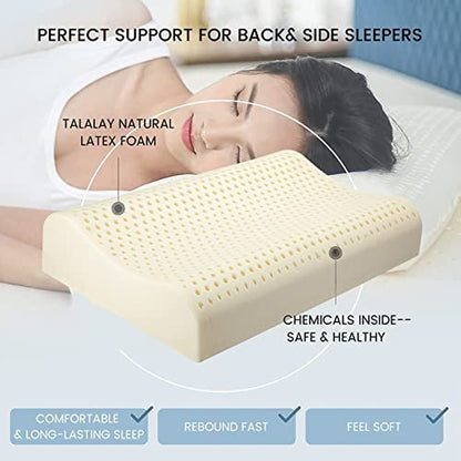  TALATEX 100% Natural Premium Latex Pillow, Adjustable Dunlop Pillow Helps Relieve Pressure, Neck And Shoulder Pain, No Toxic Memory Foam Chemicals, Perfect Package Best Gift