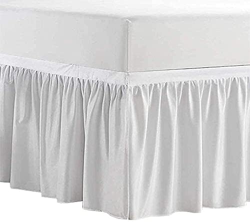  - Bed Skirt For Dorm Room, Ruffled Dorm Sized Bed Skirt Three Fabric Sides College Dorm Bed Skirt - White - Twin XL - 32 Inch Drop, White Solid, Twin-XL-32In Drop