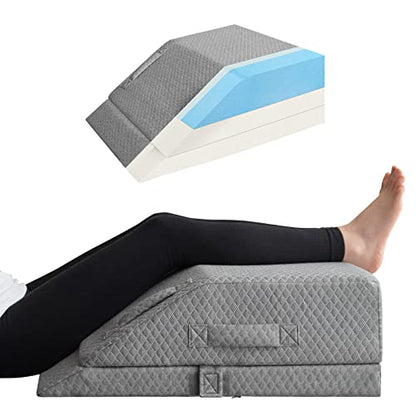  Adjustable Leg Elevation Pillows For Swelling, Cooling Gel Memory Foam Wedge Pillows For After Surgery, Sciatica Back Knee Hip Ankles Pain Relief, Leg Pillows For Sleeping Blood Circulation