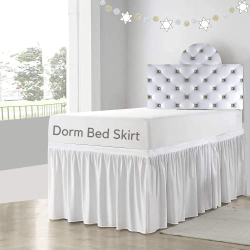  Dorm Room Bed Skirt-Dorm Bed Skirt,Extended Dorm Bed Skirt-Long Bed Skirt Dorm-Extra Long Dorm Room Bed Skirt-College Dorm Bed Skirt,100% Microfiber-White Solid -Twin-XL/36''Drop