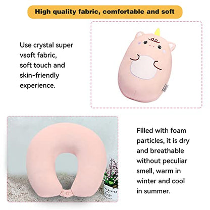  Stocaggio 2-in-1 Travel Pillow For Kids - Soft And Adorable Animals Plush That Converts Into A U-Shaped Neck Pillow For Ultimate Comfort During Airplane, Car, Train, Or Bus Trip - Unicorn