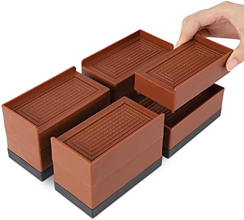  COLAZ Adjustable Bed Risers, Elevation In Heights Of 4 Inch Heavy Duty Furniture Risers For A Variety Of Sofa Table Couch Foot (4-Piece Set)