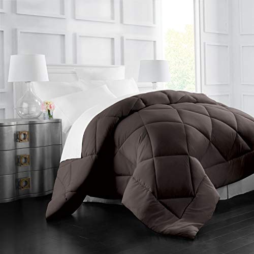  ﻿﻿Italian Luxury Comforter Twin/Twin XL - 2100 Series Blanket, Down Alternative Duvet Insert W/ Corner Tabs - Home Bedding -74"x89" Brown