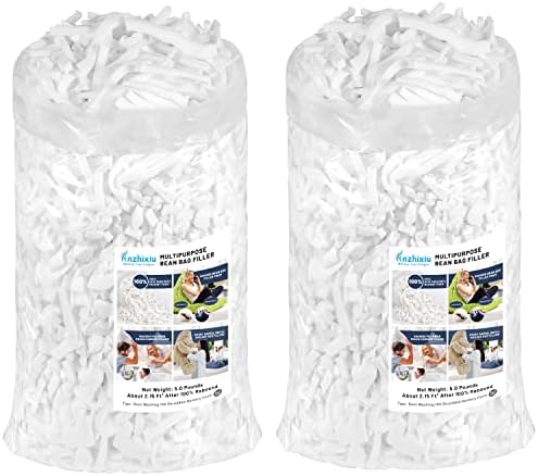  Anzhixiu Bean Bag Chair Filler Shredded Memory Foam 100% New,5Pounds,Pillow Stuffing For Couch Pillows, Stuffed Animals, Dog Bed & Couch Cushion Filling, Light Brown Color