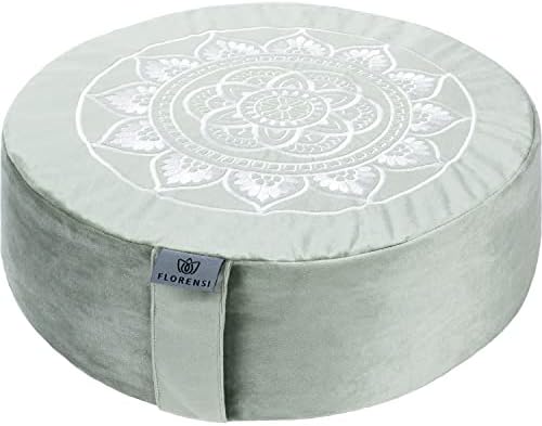  Florensi Meditation Cushion - Comfortable Floor Pillow - Traditional Tibetan Meditation Pillow With Beautiful Velvet Cover - Large Floor Cushion Seating For Adults - Premium Yoga Buckwheat Bolster