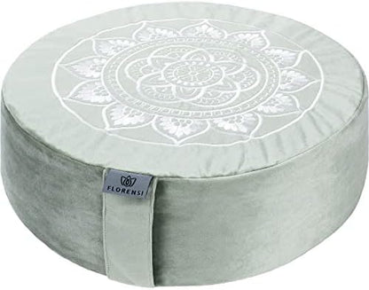  Florensi Meditation Cushion - Comfortable Floor Pillow - Traditional Tibetan Meditation Pillow With Beautiful Velvet Cover - Large Floor Cushion Seating For Adults - Premium Yoga Buckwheat Bolster